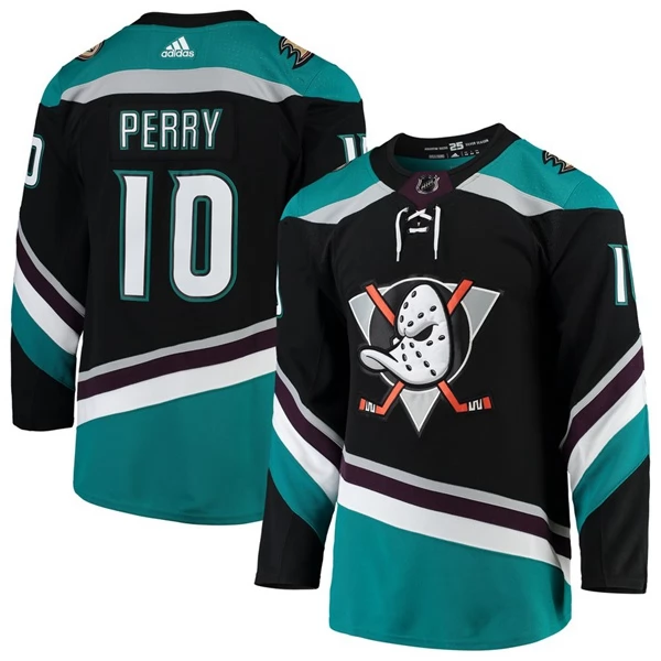 Herren Anaheim Ducks Eishockey Trikot Corey Perry #10 2018-19 Schwarz Teal Authentic